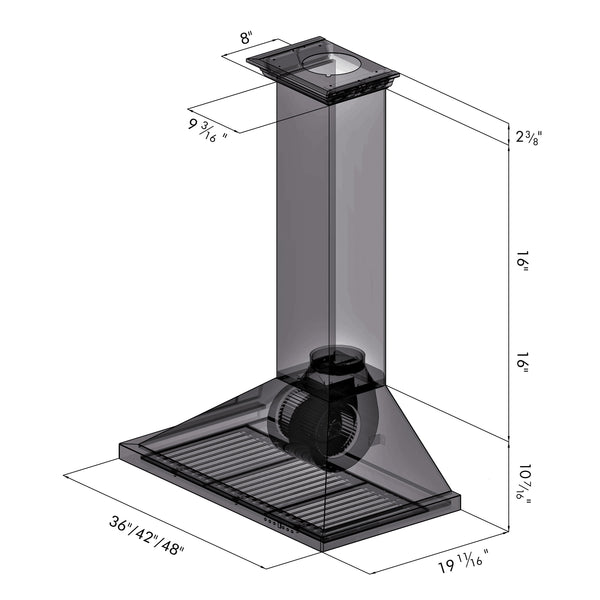 ZLINE 42" Convertible Vent Wall Mount Range Hood in Stainless Steel with Crown Molding (KBCRN-42)