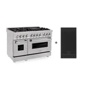 ZLINE 48 in. 6.0 cu. ft. Legacy Dual Fuel Range with Gas Cooktop and 2 Electric Ovens in Satin Stainless Steel with 6 Brass Burners and Griddle (RAS-SN-BR-GR-48)