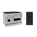 ZLINE 48 in. 6.0 cu. ft. Legacy Dual Fuel Range with 7 Burner Gas Cooktop and 2 Electric Ovens in Satin Stainless Steel with Griddle (RAS-SN-GR-48)