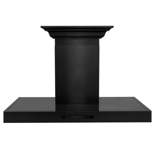ZLINE 42" Convertible Vent Wall Mount Range Hood in Black Stainless Steel with Crown Molding (BSKBNCRN-42)