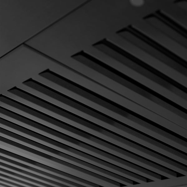 ZLINE 42" Convertible Vent Wall Mount Range Hood in Black Stainless Steel with Crown Molding (BSKBNCRN-42)