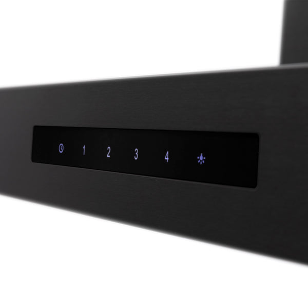 ZLINE 42" Convertible Vent Wall Mount Range Hood in Black Stainless Steel with Crown Molding (BSKBNCRN-42)