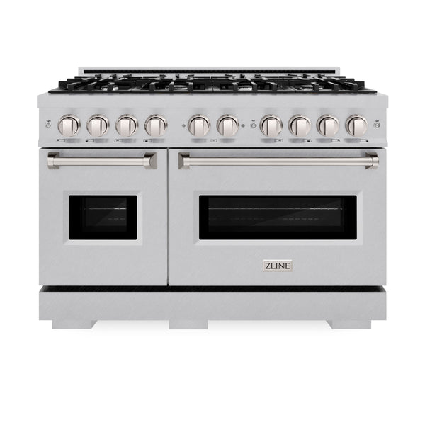 ZLINE 48 in. 6.7 cu. ft. Classic Double Oven Dual Fuel Range with 8 Burner Gas Cooktop in Satin Stainless Steel (CDRS-48)