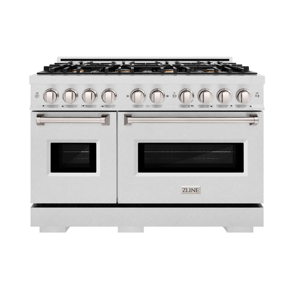 ZLINE 48 in. 6.7 cu. ft. Classic Double Oven Dual Fuel Range in Satin Stainless Steel with 8 Brass Burners (CDRS-BR-48)