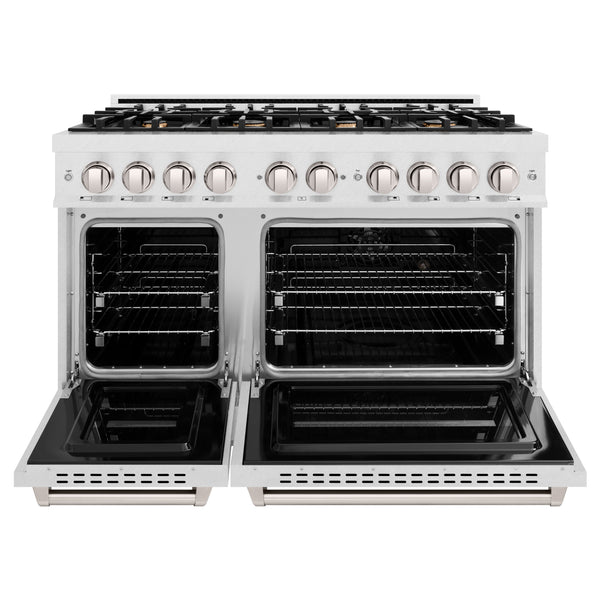 ZLINE 48 in. 6.7 cu. ft. Classic Double Oven Dual Fuel Range in Satin Stainless Steel with 8 Brass Burners (CDRS-BR-48)