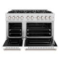 ZLINE 48 in. 6.7 cu. ft. Classic Double Oven Dual Fuel Range with 8 Burner Gas Cooktop in Satin Stainless Steel with White Matte Doors (CDRS-WM-48)