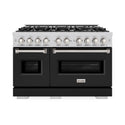ZLINE 48 in. 6.7 cu. ft. Classic Double Oven Dual Fuel Range with 8 Burner Gas Cooktop in Stainless Steel with Black Matte Doors (CDR-BLM-48)