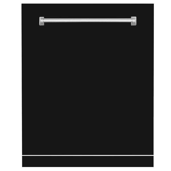 ZLINE 24" Monument Dishwasher Panel in Black Matte with Traditional Handle (DPMT-BLM-24)