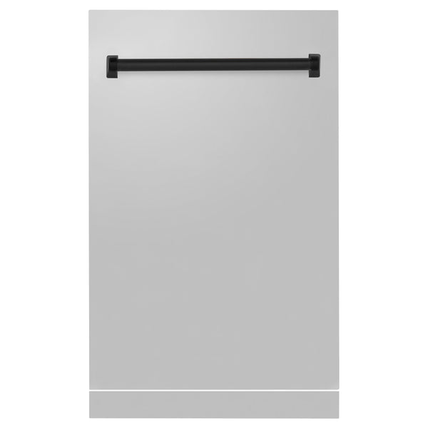 ZLINE Autograph Edition 18" Tallac Dishwasher Panel in Stainless Steel with Matte Black Handle (DPVZ-304-18-MB)