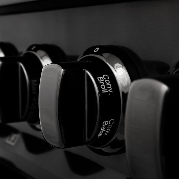 ZLINE 48 in. 6.0 cu. ft. Legacy Dual Fuel Range with 7 Burner Gas Cooktop and 2 Electric Ovens in Black Stainless Steel (RAB-48)