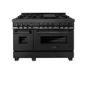 ZLINE 48 in. 6.0 cu. ft. Legacy Dual Fuel Range with 7 Burner Gas Cooktop and 2 Electric Ovens in Black Stainless Steel (RAB-48)