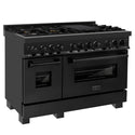 ZLINE 48 in. 6.0 cu. ft. Legacy Dual Fuel Range with 7 Burner Gas Cooktop and 2 Electric Ovens in Black Stainless Steel (RAB-48)