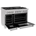 ZLINE 48 in. 6.0 cu. ft. Legacy Dual Fuel Range with 7 Burner Gas Cooktop and 2 Electric Ovens in Satin Stainless Steel (RAS-SN-48)