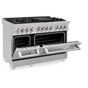 ZLINE 48 in. 6.0 cu. ft. Legacy Dual Fuel Range with 7 Burner Gas Cooktop and 2 Electric Ovens in Satin Stainless Steel (RAS-SN-48)
