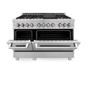 ZLINE 48 in. 6.0 cu. ft. Legacy Dual Fuel Range with Gas Cooktop and 2 Electric Ovens in Satin Stainless Steel with 6 Brass Burners (RAS-SN-BR-48)