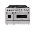 ZLINE 48 in. 6.0 cu. ft. Legacy Dual Fuel Range with Gas Cooktop and 2 Electric Ovens in Satin Stainless Steel with 6 Brass Burners (RAS-SN-BR-48)