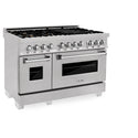 ZLINE 48 in. 6.0 cu. ft. Legacy Dual Fuel Range with Gas Cooktop and 2 Electric Ovens in Satin Stainless Steel with 6 Brass Burners (RAS-SN-BR-48)