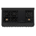 ZLINE 48 in. 6.0 cu. ft. Legacy Dual Fuel Range with 7 Burner Gas Cooktop and 2 Electric Ovens in Black Stainless Steel (RAB-48)