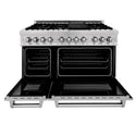 ZLINE 48 in. 6.0 cu. ft. Legacy Dual Fuel Range with 7 Burner Gas Cooktop and 2 Electric Ovens in Satin Stainless Steel with Griddle (RAS-SN-GR-48)