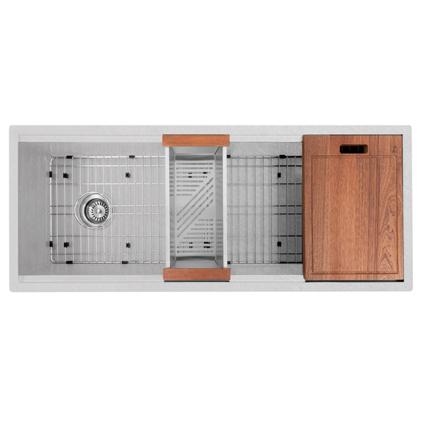 ZLINE 45 in. Garmisch Undermount Single Bowl Satin Stainless Steel Kitchen Sink with Bottom Grid and Accessories (SLS-45S)
