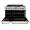 ZLINE 48 in. 6.0 cu. ft. Legacy Dual Fuel Range with Gas Cooktop and 2 Electric Ovens in Satin Stainless Steel with 6 Brass Burners and Griddle (RAS-SN-BR-GR-48)