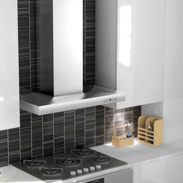 ZLINE 42" Convertible Vent Wall Mount Range Hood in Stainless Steel with Crown Molding (KECRN-42)