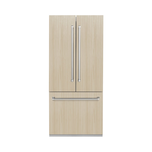 ZLINE 36 in. 19.6 cu. ft. Panel Ready French Door Built-In Bottom Freezer Refrigerator with Water Dispenser and Ice Maker (RBIV-36)