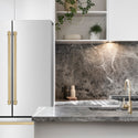 ZLINE Autograph Edition 36 in. 22.5 cu. ft. Counter-Depth French Door Refrigerator with Ice Maker in Fingerprint-Resistant Stainless Steel with Champagne Bronze Traditional Handles (RFMZ-36-CB)