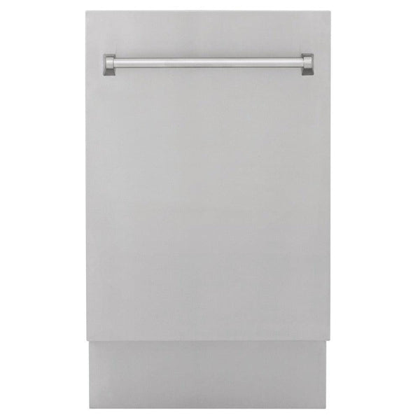 ZLINE 18 in. Tallac Series 3rd Rack Top Control Dishwasher in a Stainless Steel Tub and Panel, 51dBa (DWV-304-18) front.