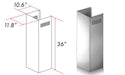 ZLINE 1-36 in. Chimney Extension for 9 ft. to 10 ft. Ceilings (1PCEXT-587/597)-Range Hood Accessories-1PCEXT-587/597 ZLINE Kitchen and Bath