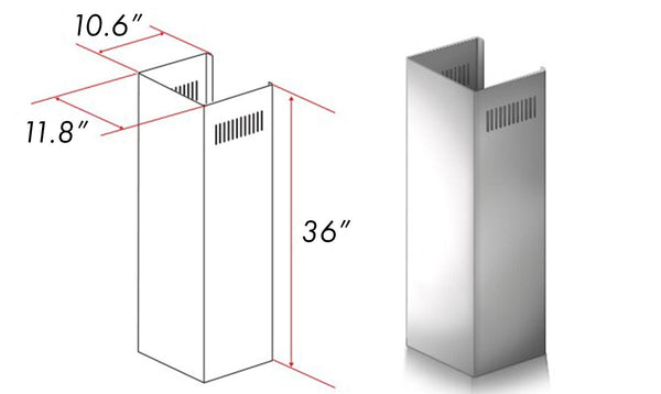 ZLINE 1-36 in. Chimney Extension for 9 ft. to 10 ft. Ceilings (1PCEXT-587/597)-Range Hood Accessories-1PCEXT-587/597 ZLINE Kitchen and Bath