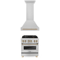 ZLINE 30" Autograph Edition Kitchen Package with Stainless Steel Dual Fuel Range and Range Hood with Champagne Bronze Accents (2AKP-RARH30-CB)
