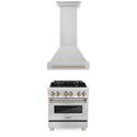 ZLINE 30 in. Autograph Edition 2 Piece Kitchen Appliance Package includes Stainless Steel Dual Fuel Range and Range Hood with Champagne Bronze Accents (2AKP-RARH30-CB)