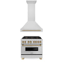ZLINE 36" Autograph Edition Kitchen Package with Stainless Steel Dual Fuel Range and Range Hood with Champagne Bronze Accents (2AKP-RARH36-CB)
