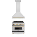 ZLINE 36" Autograph Edition Kitchen Package with Stainless Steel Dual Fuel Range and Range Hood with Polished Gold  Accents (2AKP-RARH36-G)