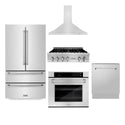 ZLINE Kitchen Package with Refrigeration, 30 in. Stainless Steel Rangetop, 30 in. Range Hood, 30 in. Single Wall Oven and 24 in. Tall Tub Dishwasher (5KPR-RTRH30-AWSDWV) 