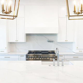 ZLINE Ducted Wall Mount Range Hood Insert in Stainless Steel (695) installed in a custom range hood