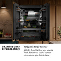 ZLINE Autograph Edition 30 in. 16.1 cu. ft. Built-In Bottom Freezer Refrigerator with Water Dispenser and Ice Maker in Satin Stainless Steel with Graphite Gray Interior and Champagne Bronze Accents (GRBIVZ-SN-30-CB)