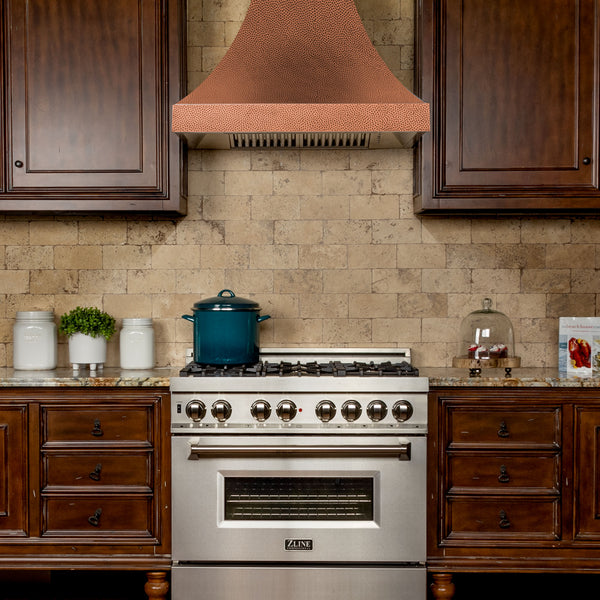 ZLINE 36" Designer Series Hand-Hammered Copper Finish Ducted Wall Range Hood (8632H-36)