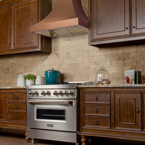 ZLINE 36" Designer Series Hand-Hammered Copper Finish Ducted Wall Range Hood (8632H-36)