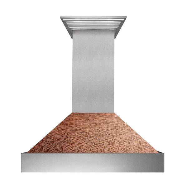 ZLINE Ducted Fingerprint Resistant Stainless Steel Range Hood with Hand-Hammered Copper Shell (8654HH)-Range Hoods- ZLINE Kitchen and Bath