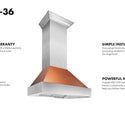 ZLINE Ducted Fingerprint Resistant Stainless Steel Range Hood with Copper Shell (8654C)-Range Hoods- ZLINE Kitchen and Bath