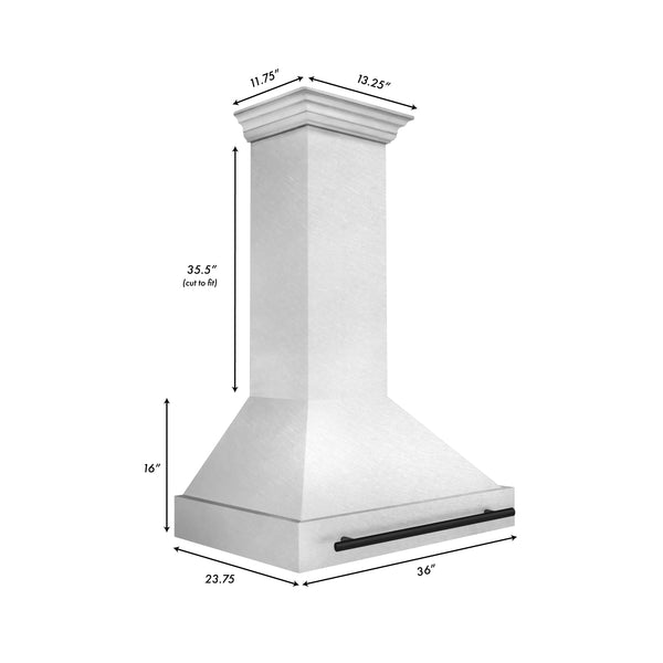 ZLINE Autograph Edition 36" Fingerprint Resistant Stainless Steel Range Hood with Matte Black Handle (8654SNZ-36-MB)
