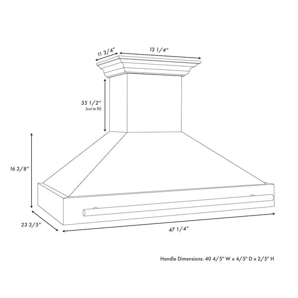 ZLINE Autograph Edition 48" Fingerprint Resistant Stainless Steel Range Hood with White Matte Shell and Champagne Bronze Handle (8654SNZ-WM48-CB)