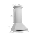 ZLINE Autograph Edition 30 in. Stainless Steel Range Hood with Stainless Steel Shell and Matte Black Handle (8654STZ-30-MB) dimensions.