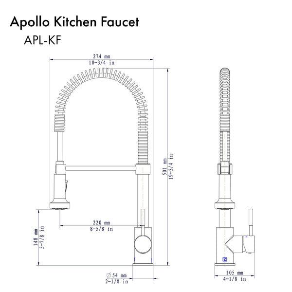 ZLINE Apollo Kitchen Faucet in Brushed Nickel (APL-KF-BN)
