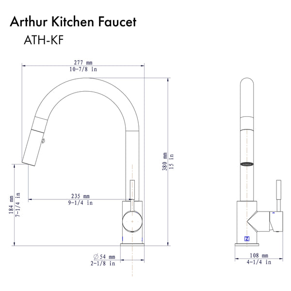 ZLINE Arthur Kitchen Faucet in Chrome (ATH-KF-CH)