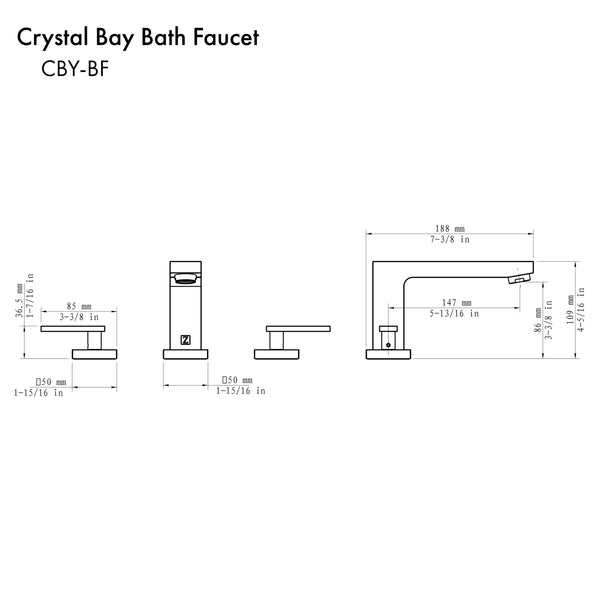 ZLINE Autograph Edition Crystal Bay Bath Faucet in Matte Black (CBY-BF-MB)