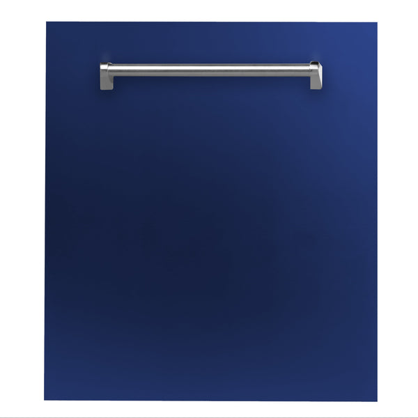 ZLINE 24 in. Top Control Dishwasher with Blue Gloss Panel and Traditional Style Handle, 52dBa (DW-BG-24)-Dishwashers-DW-BG-24 ZLINE Kitchen and Bath