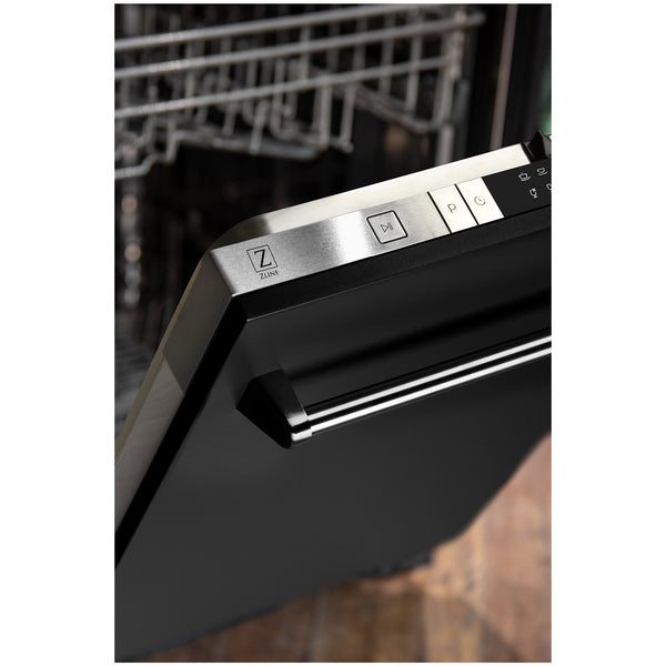 ZLINE 24 in. Top Control Dishwasher with Matte Black Panel and Traditional Style Handle, 52dBa (DW-BLM-24)-Dishwashers-DW-BLM-24 ZLINE Kitchen and Bath
